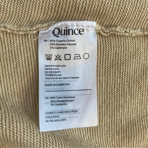 Quince Heather Oatmeal Lightweight Cotton Cashmere Link-Stitch Dolman Sweater XL - Picture 15 of 16